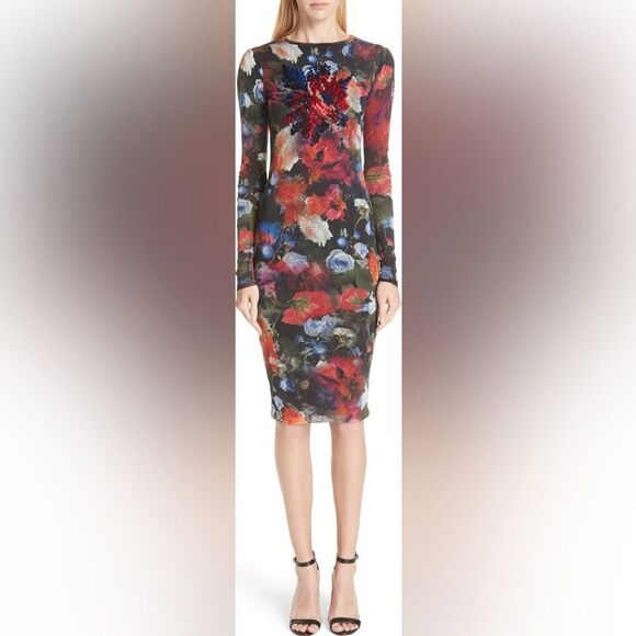 Fuzzi Embroidered Dress Deep Floral Sz L NWT - Picture 2 of 10